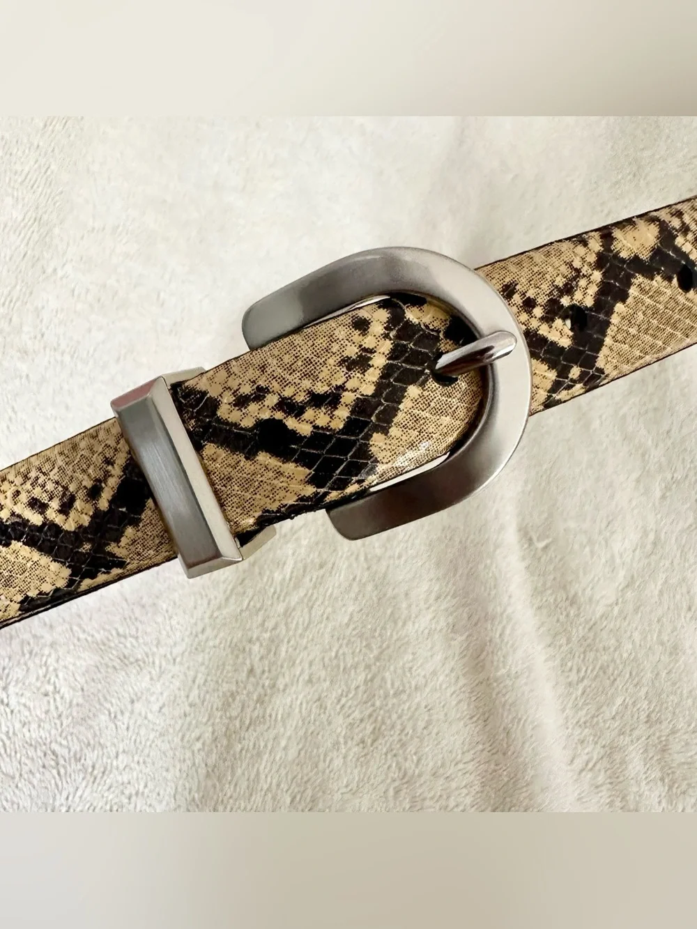 Amiee Lynn Genuine Snakeskin Belt Vintage Y2K Silver Buckle Animal Print Small